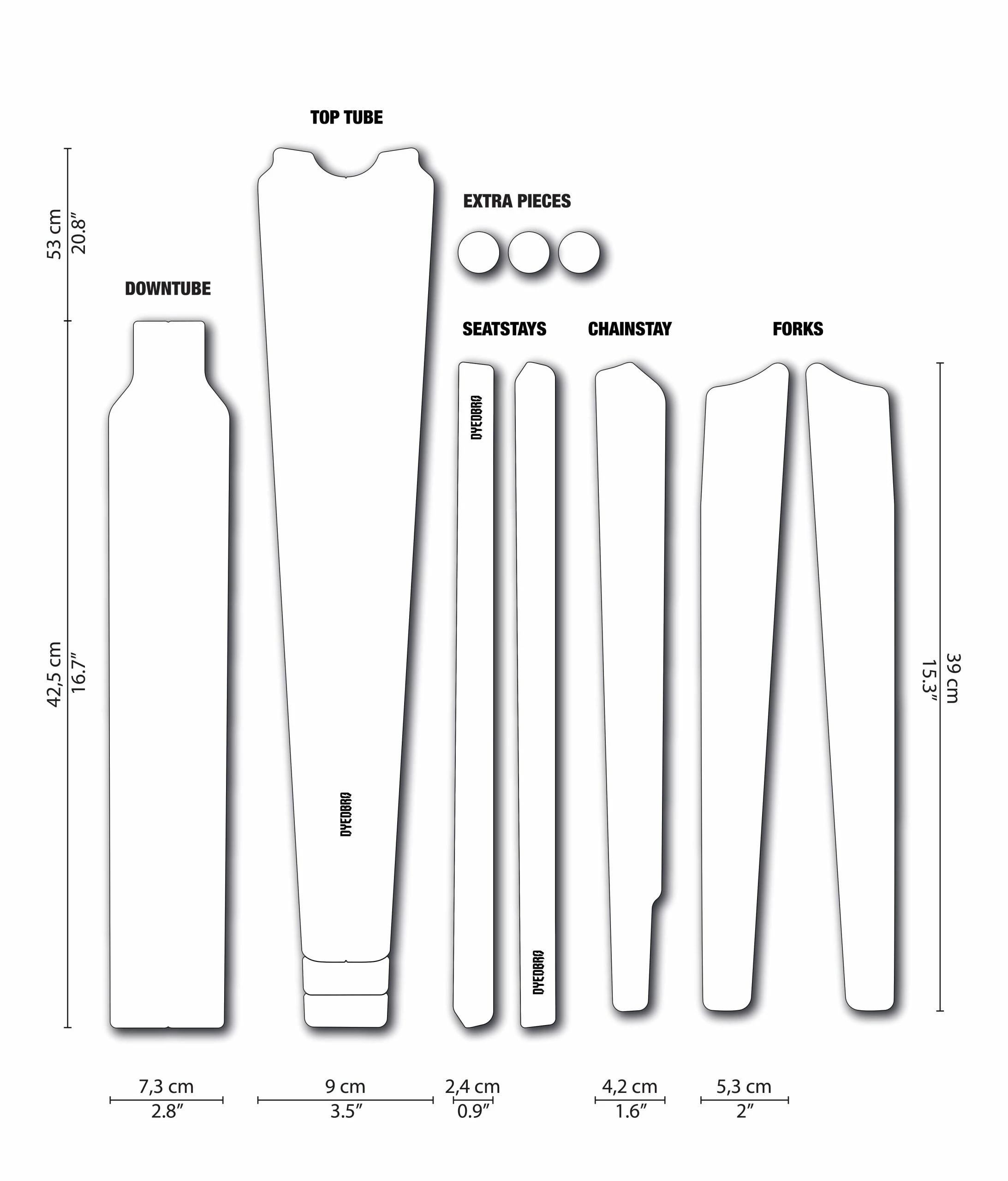 Dyedbro Kit De Protection De Cadre Gravel Clear - Black Gloss 3 Dyedbro Kit De Protection De Cadre Gravel Clear - Black Gloss