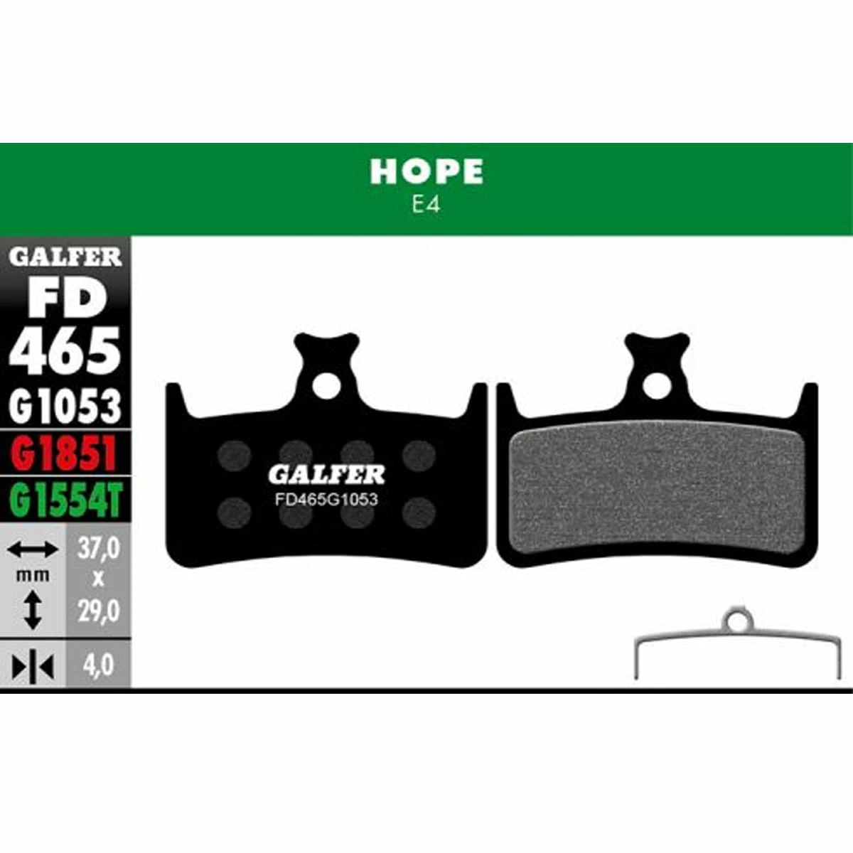 GALFER Plaquette De Frein Standard - HOPE E4 - Noir 3 GALFER Plaquette De Frein Standard - HOPE E4 - Noir